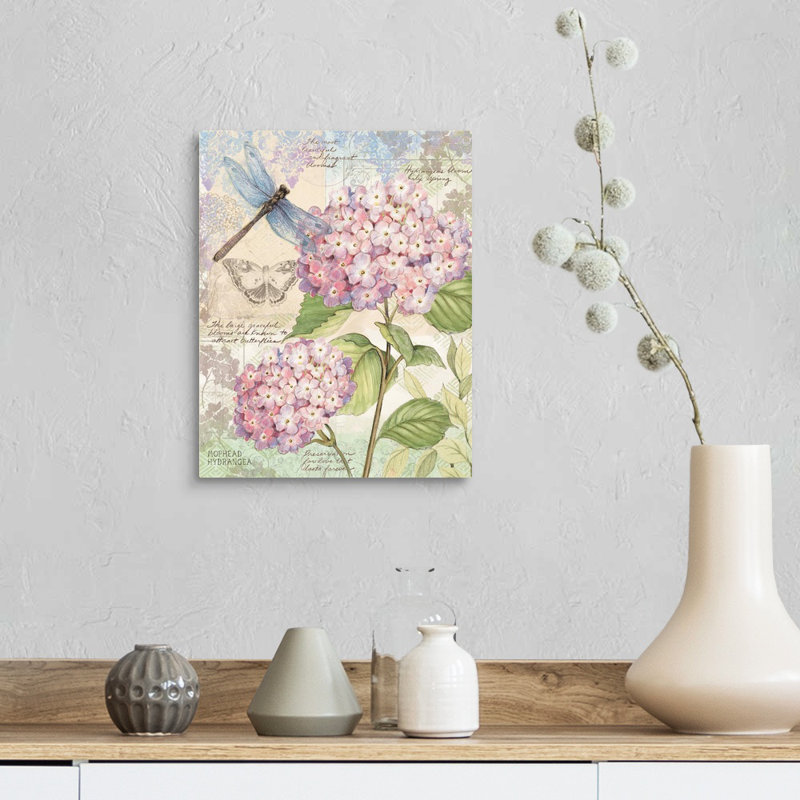 Art sur toile rose, hortensia rose, Toile tendue, H 14 po x l 11 po x P 1,25 po