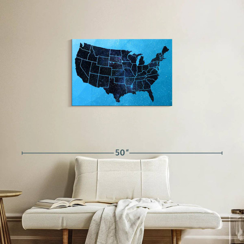 Carte des États-Unis d'Aliaz, H 20 po x l 30 po