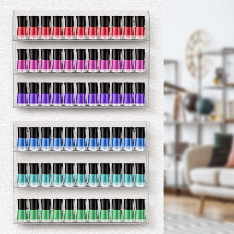 Clear Acrylic 6-Tier Nail Polish Wall Rack Display