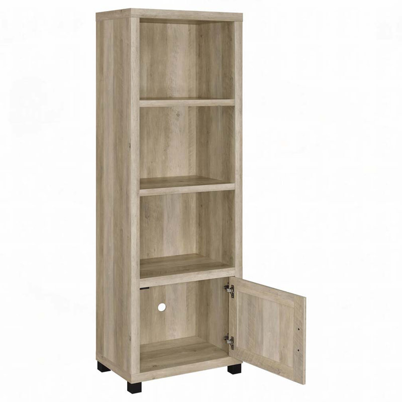 Bibliothèque ouverte à 3 tablettes avec portes, Blanc naturel délavé