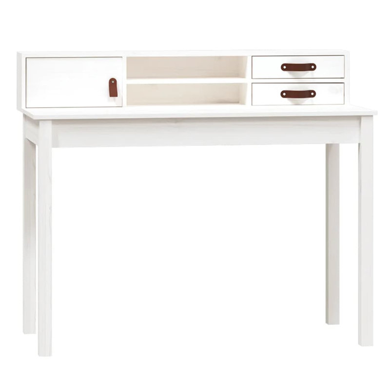 Lakeyia Solid Wood Writing Desk, White