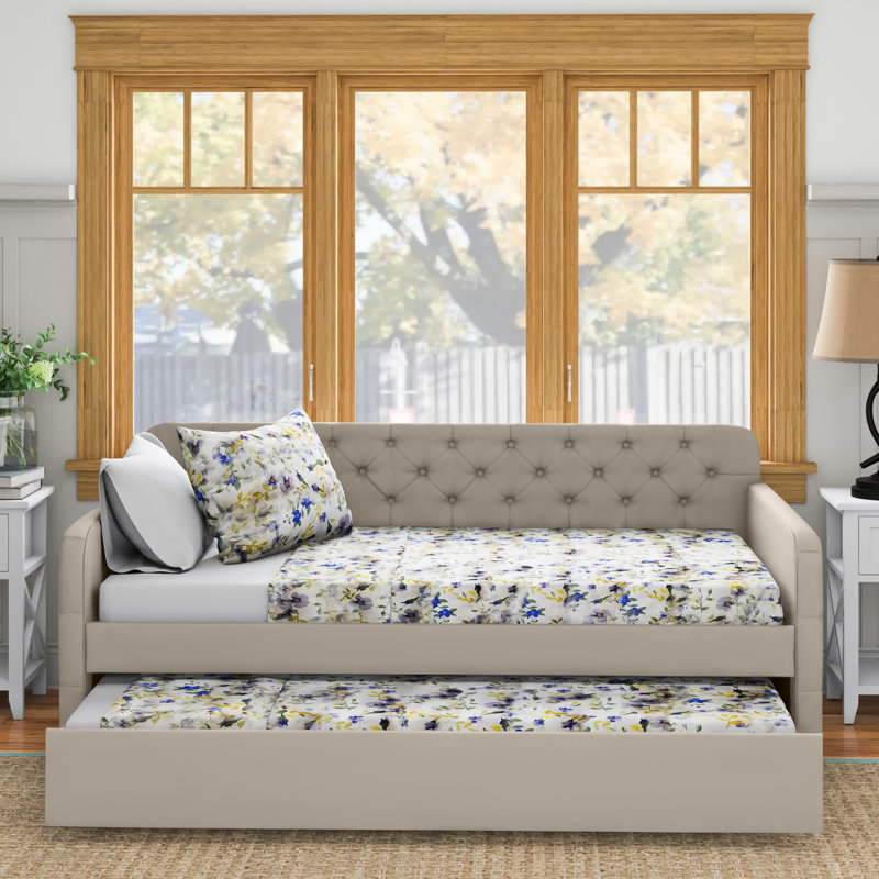 Lit de jour simple avec couchette Astra, Lin beige