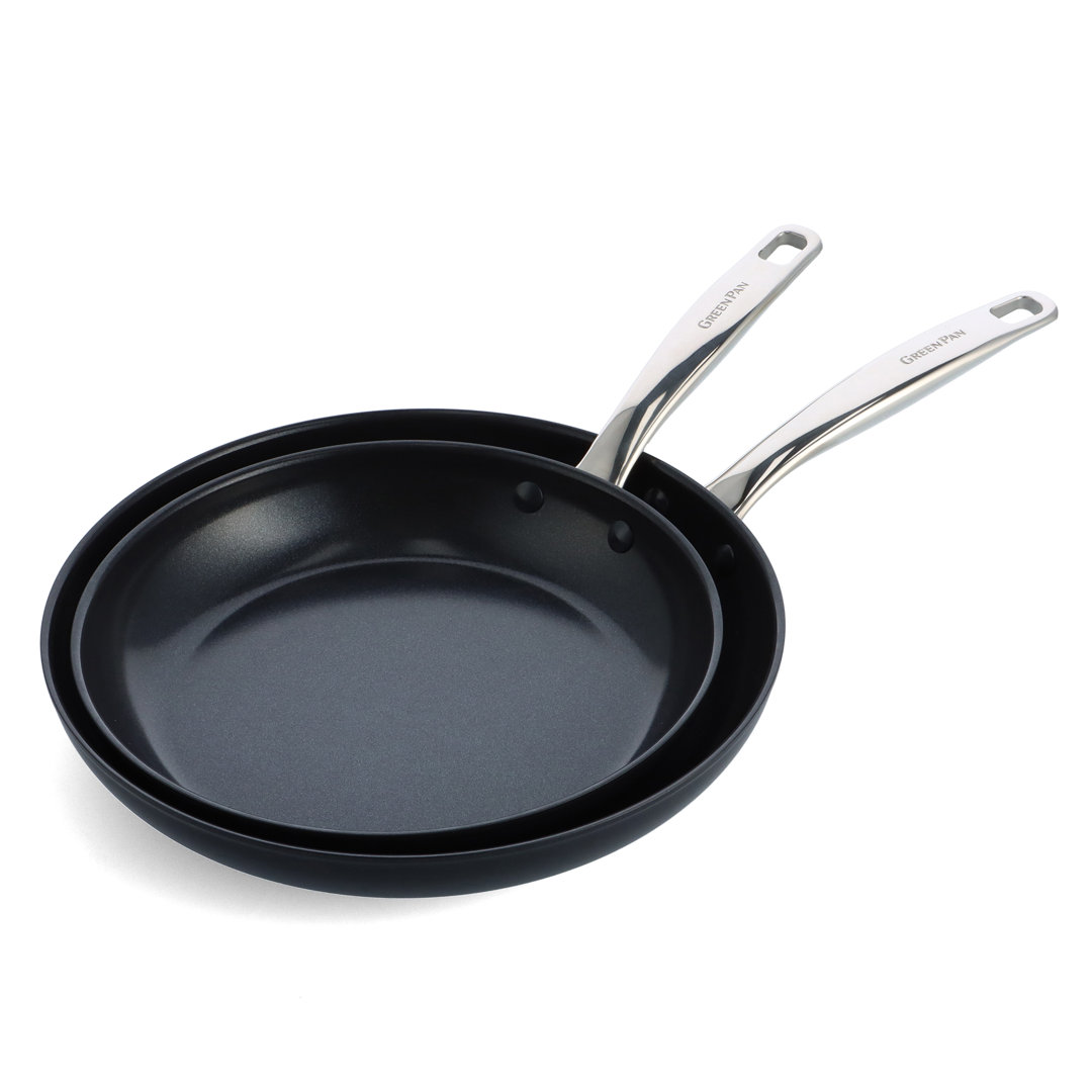 GreenPan Chatham Black Prime Midnight Healthy Ceramic Nonstick, 10" and 12" Frying Pan Skillet Set GreenPan