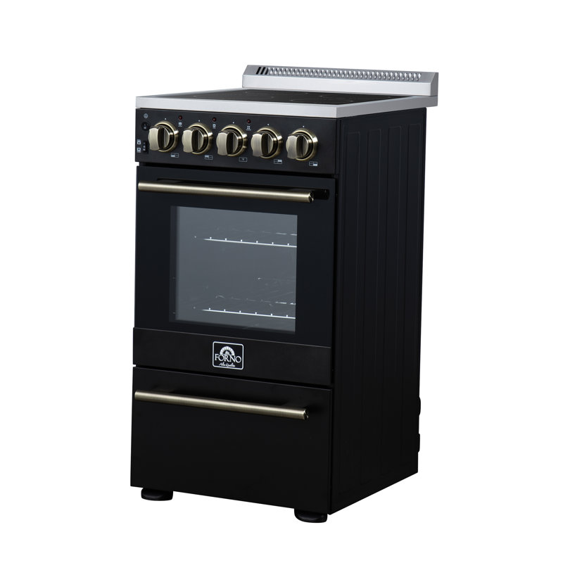 Pallermo 20 Inch Freestanding Electric Range in Black or White, Storage Drawer, 4 Burner Elements 6,000W, 2.05 cu.ft. oven, Energy Efficient