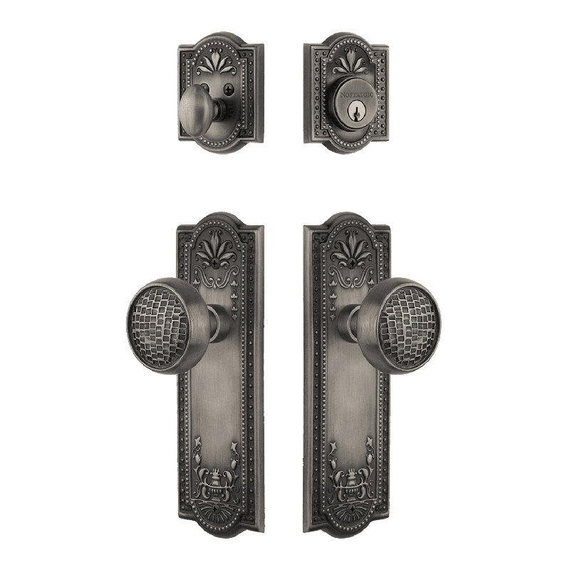 Nostalgic Warehouse Meadows Entry Set with Craftsman Knob, Antique Pewter, 2.75