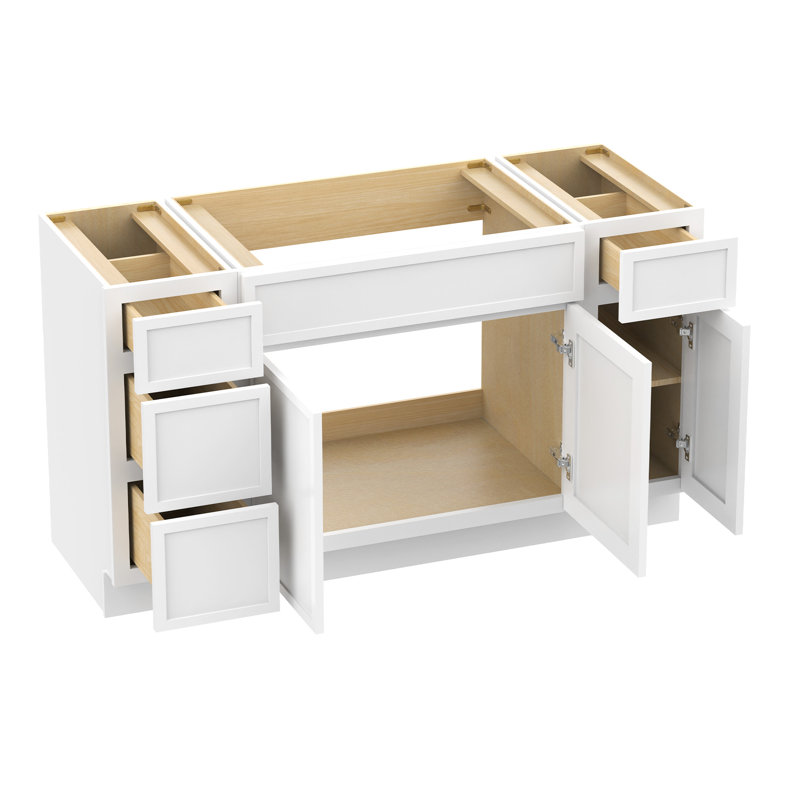 Base de meuble-lavabo simple 57 po seulement, Blanc