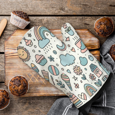 Minimalist Doodle Vibe Oven Mitt Cotton Twill