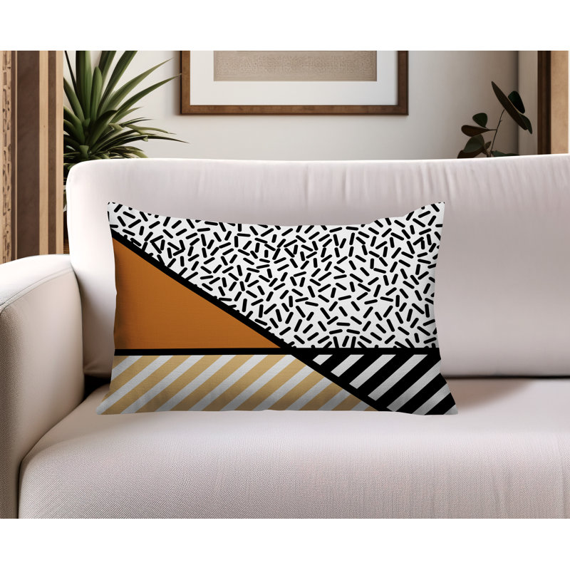 Oreiller rectangulaire intérieur / extérieur Shapira, Rectangulaire H 14 po x l 20 po, Orange