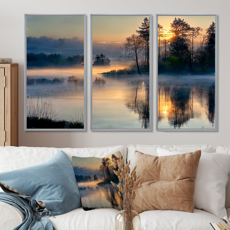 Anteo Anteo - 3 pièces sur toile, Cadre flottant en érable, H 32 po x l 48 po