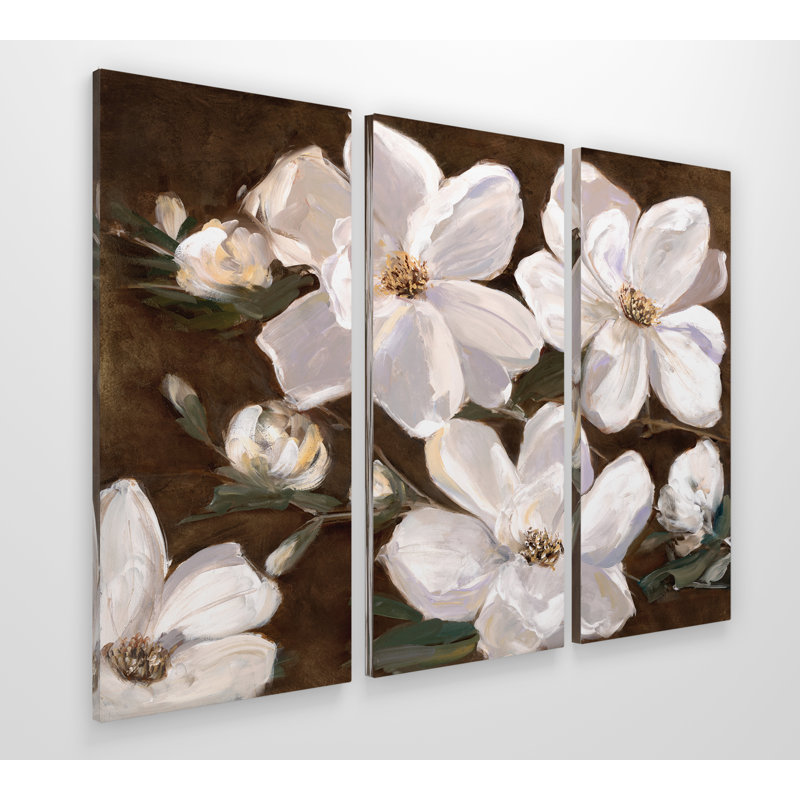 «White Chocolate Blooms II», ensemble de 3 pièces sur toile, H 32 po x l 48 po x P 1,5 po