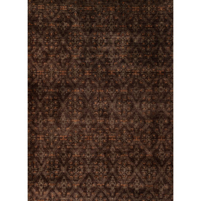 Wool Geometric Area Rug in Brown/Orange
