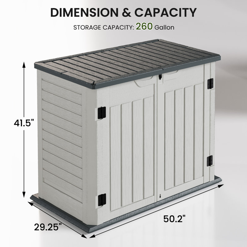 JolyDale 50 in. W x 29 in. D Outdoor Resin Horizontal Storage Shed With Floor