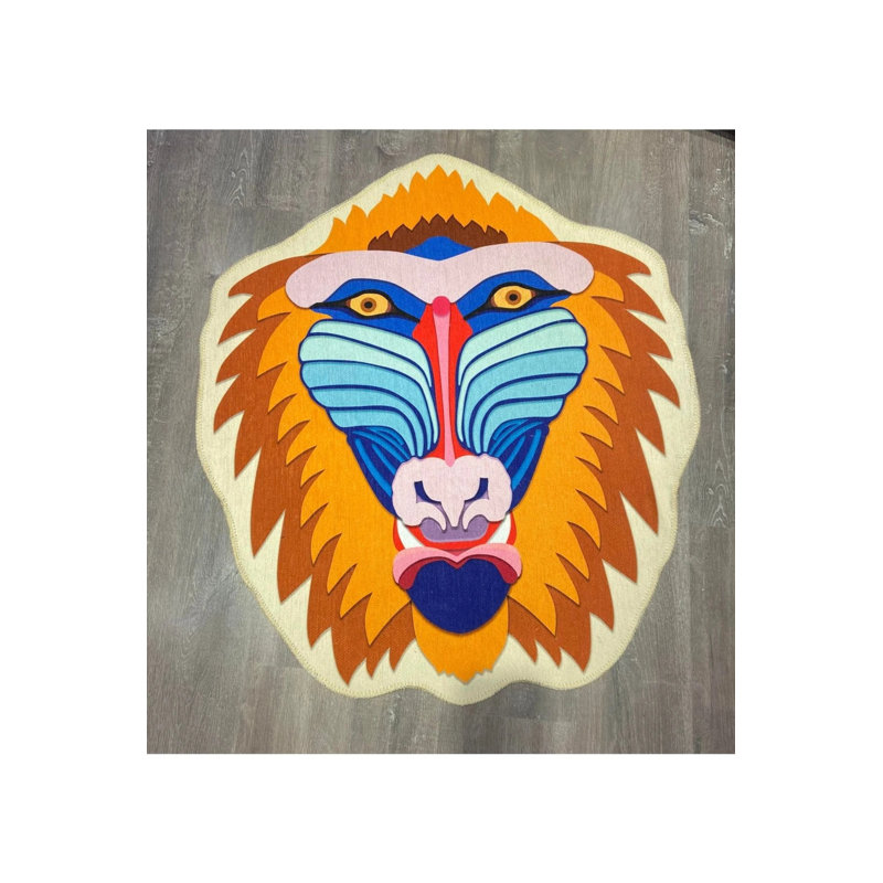 Patterned Multicolored Decorative Washable Round Carpet Henriqueta, Novelty 4' x 4'