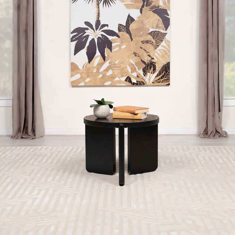 Harrison Black Round Solid Wood End Table