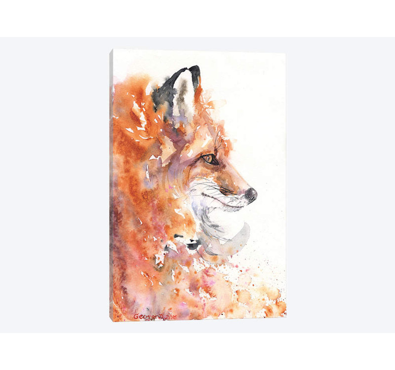 « fire fox », impression sur toile, H 12 po x l 8 po x P 0,75 po, Toile tendue, Pas de tapis