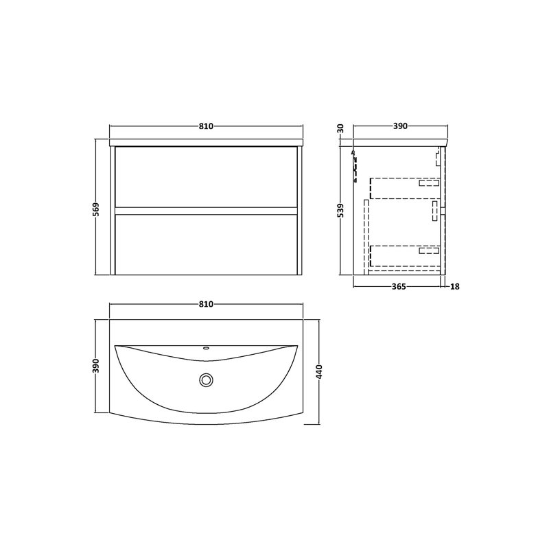 Havana 800mm Single Bathroom Vanity with Drop In Vitreous China Basin, Metallic Slate