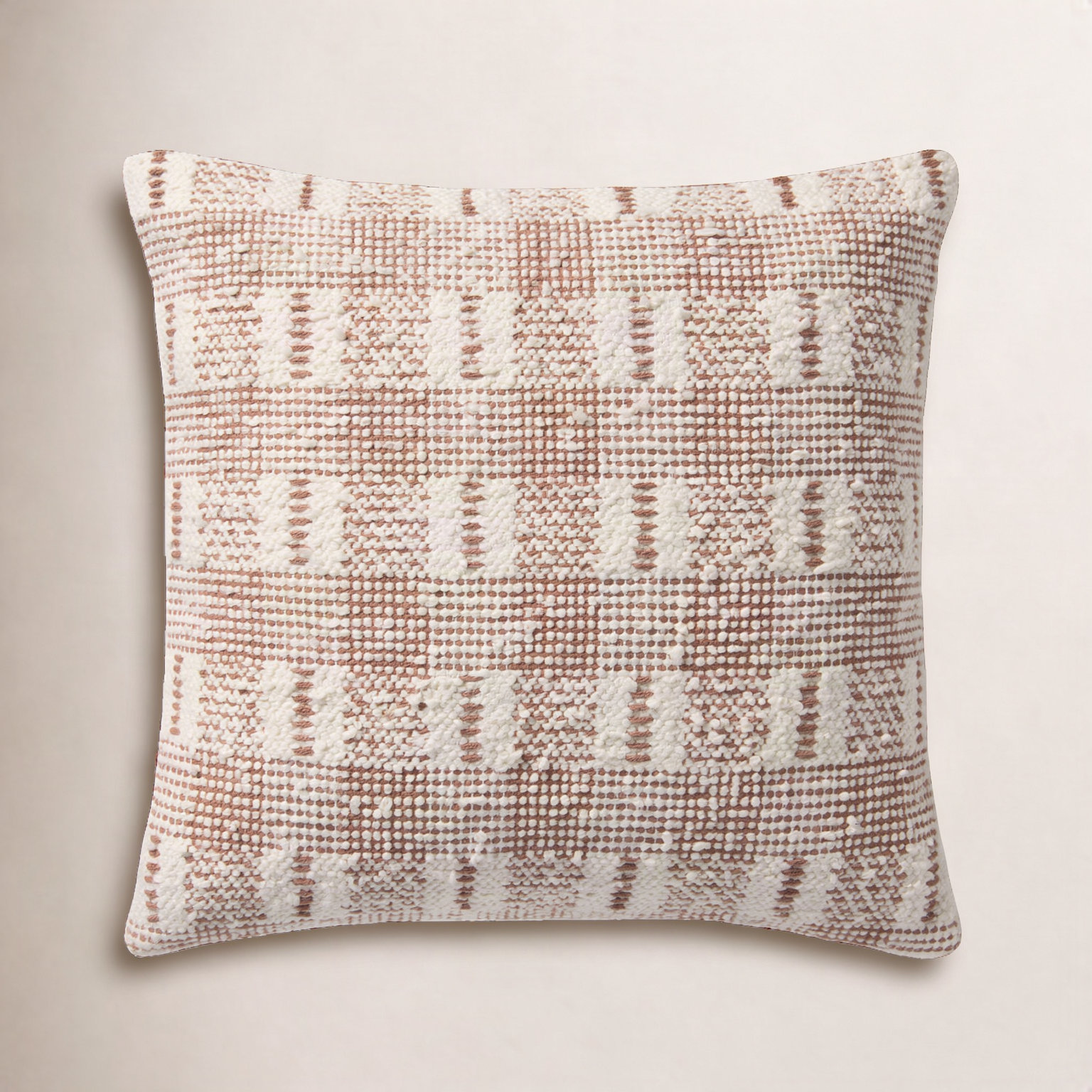 18" x 18" Cotton Pillow Cover, Pillow Cover Only - No Insert, Ivory/Rust Geometric