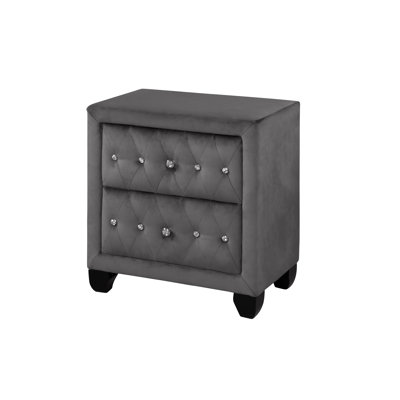 Sophia Modern Style Crystal Tufted 2-Drawer Nightstand Upholstered With Velvet Fabric Made With Wood (NJ Inventory)