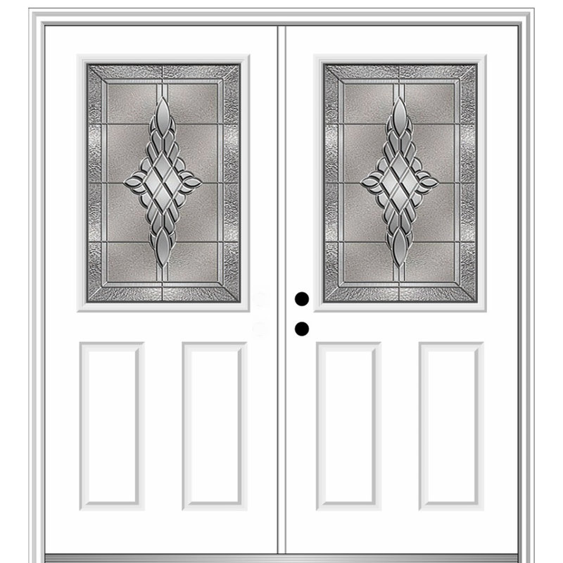 Porte d’entrée pré-raccrochée en acier de première Grace, S'ouvre à droite vers l'intérieur, H 82,25 po x L 70 po