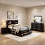 Ensemble de chambre à coucher grand lit 4 pièces Simo avec tiroirs, noir-118445313-118445315