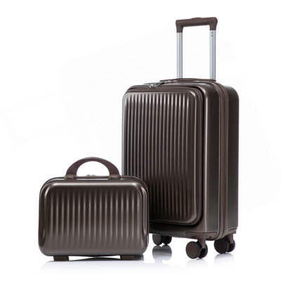 14 "/ 20" 2 pièces / ensemble dans un bagage à roulettes en ABS, avec serrure à combinaison et ouverture avant, étui à cosmétiques 14 "