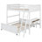Full Over Full Wooden Bunk Bed Frame With Desk, Safety Guard Rails And Ladder For Kids Teens Adults, Wood Slat Support-358819085