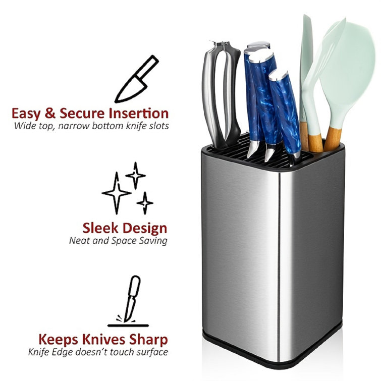 QXXSJ 17 Piece Stainless Steel Knife Block Set