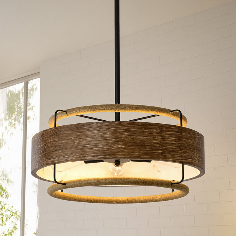 Luminaire suspendu 5 lumières avec corde en chanvre