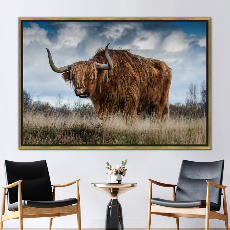 Print on Canvas, 80 cm H x 110 cm W, Floater Framed Print without Mat, Gold