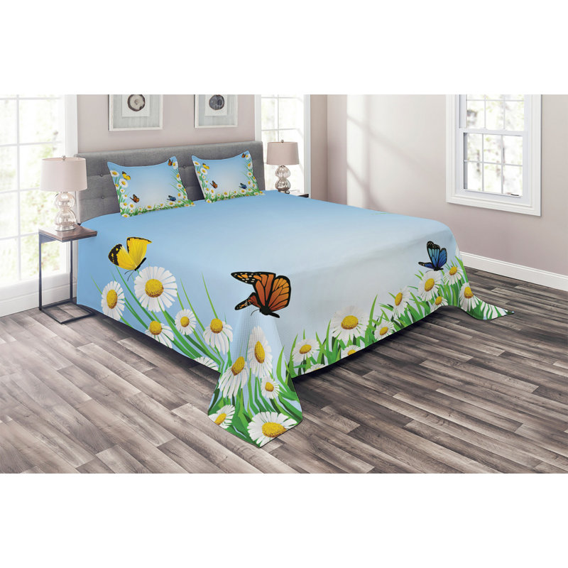 Herbs Farmhouse / Country Polyester Coverlet, King Bedspread + 2 Shams
