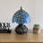 Standwood Tiffany Mini Table Lamp Blue Stained Glass Green Leaves LED Bulb Dragonfly Base 12"H*8"W*8"D