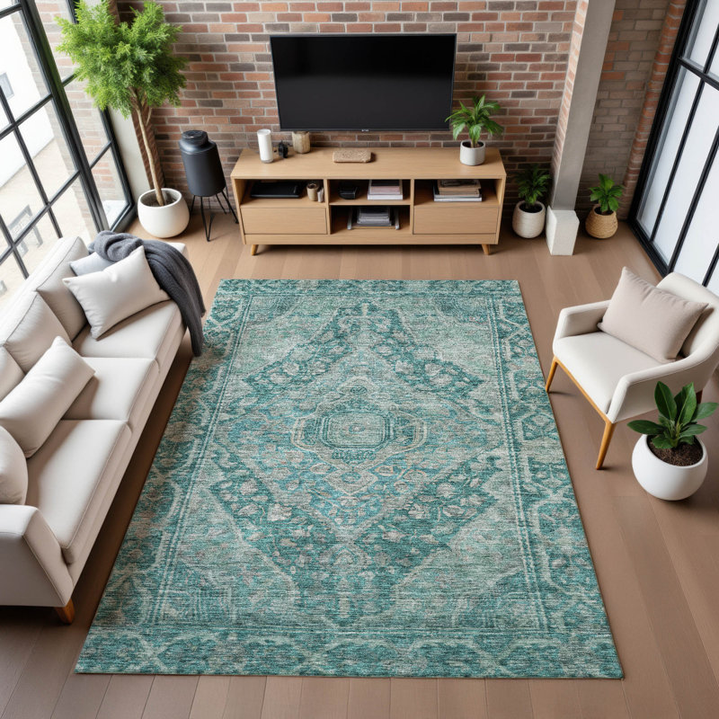 Premium Machine Washable Lubbers AMF1761 Border Rug, Rectangle 10' x 14'