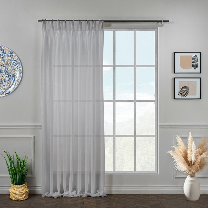 Rideau décoratif obscurcissant très long et très large Pinch Plate, Gris, L 52 po x L 228 po