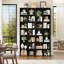 Grande bibliothèque à double largeur - support pour tour média, vitrine à CD / DVD avec tablettes réglables, bibliothèque noire étroite pour la maison ou le bureau