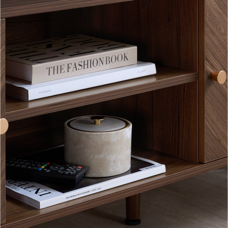 Mardell Tv Unit for TV's up to 58" - 140CM Width - Herringbone/Chevron Effect TV Stand, WALNUT