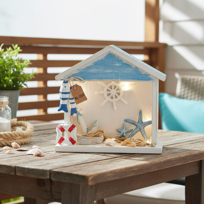 Haight Blue Coastal Led Wood Porch Decor