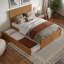 Lit plateforme en bois massif avec pied de lit et gigogne simple Nantucket-120232362-126308751