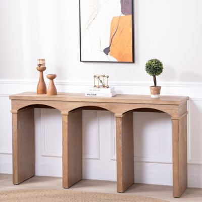 Console - table d'entrée longue avec pieds arqués décoratifs, table de canapé étroite pour le couloir, le salon ou le vestibule