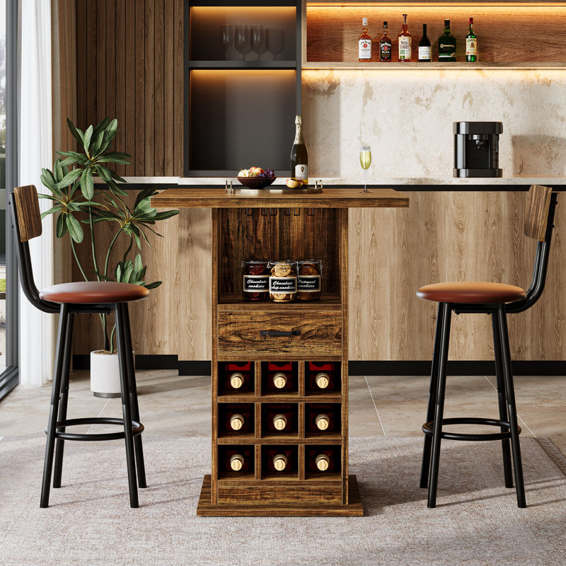 Unité de bar à la maison, armoire de bar carrée avec rangement et support à vin