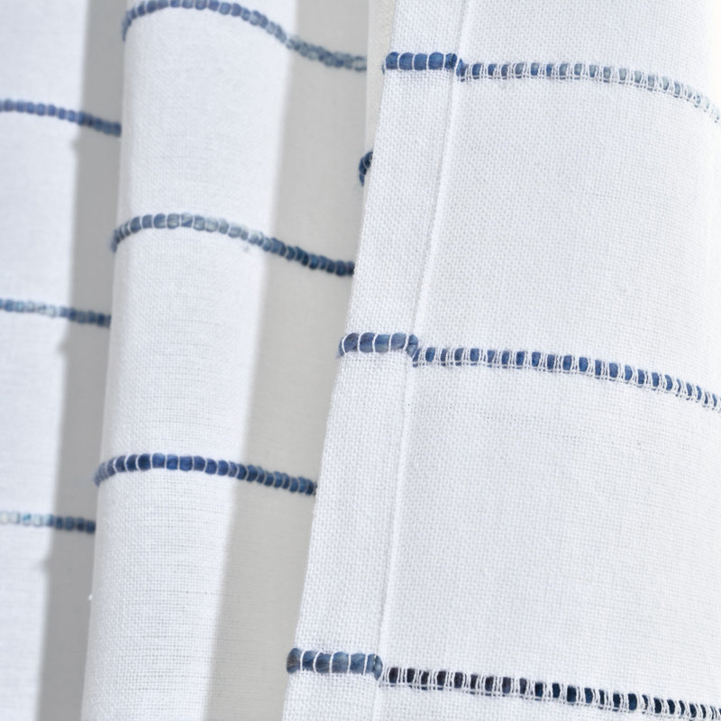 Reyna Semi Sheer Curtain Pair, 40"W x 84"L, Navy