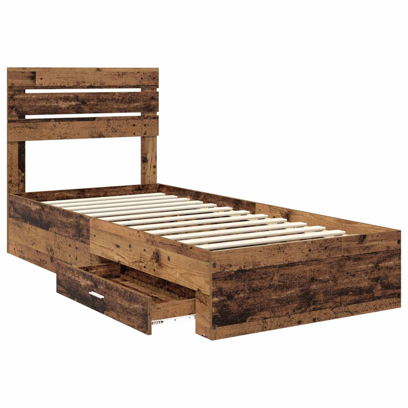 Bed, European Single (90 x 200 cm), Old Wood