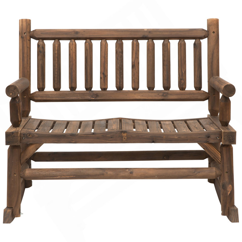 Chaise berçante en bois 2 personnes, Brun