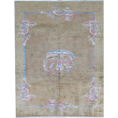 Kotanabad Wool Area Rug in Taupe/Pink/Light Blue