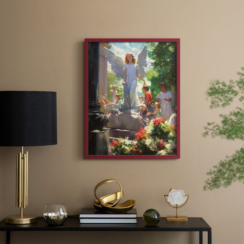 Religious Series CDLXII, reproduction encadrée - bois massif, H 11 po x l 9 po, Rouge