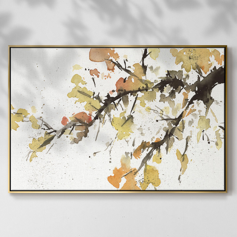 Branche d'arbre aquarelle II, H 25 po x l 37 po x P 2 po, Or