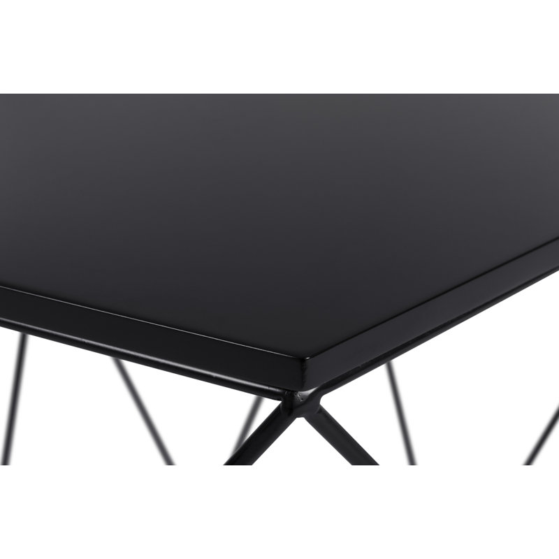Black Geometric Metal Round Side Table