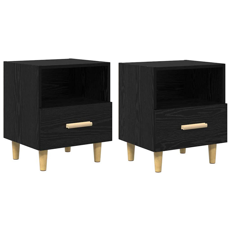 40cm W Manufactured Wood Bedside Table, Black Oak