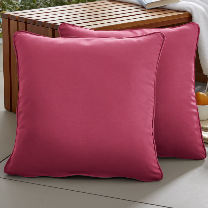 YY Sunbrella® Outdoor Reversible Throw Pillow, 20" x 20", Coral