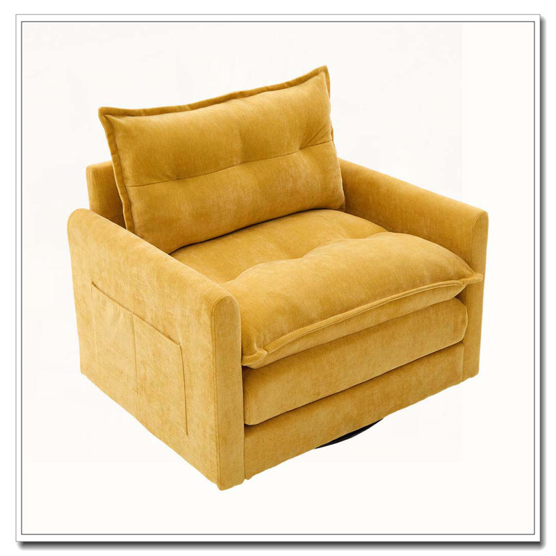 Fauteuil demi-tonneau pivotant avec base en métal massif, fauteuil d'appoint pivotant pour la chambre à coucher du salon