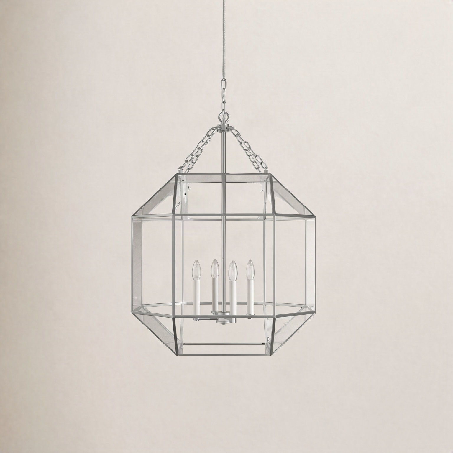 Reid 4 Light Glass Dimmable Pendant, Brushed Nickel, 60W, No
